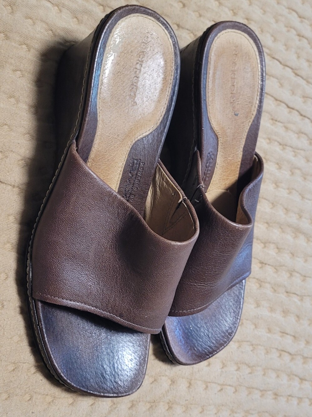 Brown Leather Slide Mules